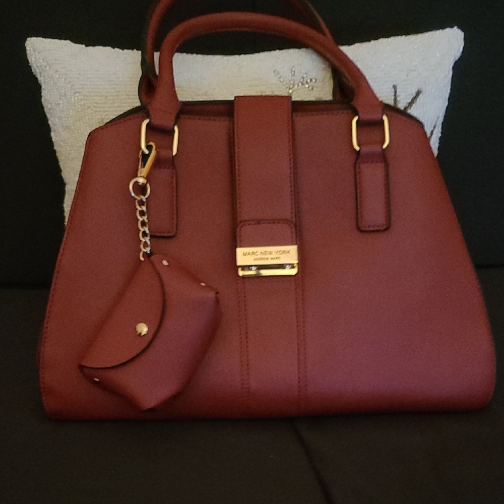 Marc New York Red Leather Satchel with Gold Hardware - Picture 11 of 14